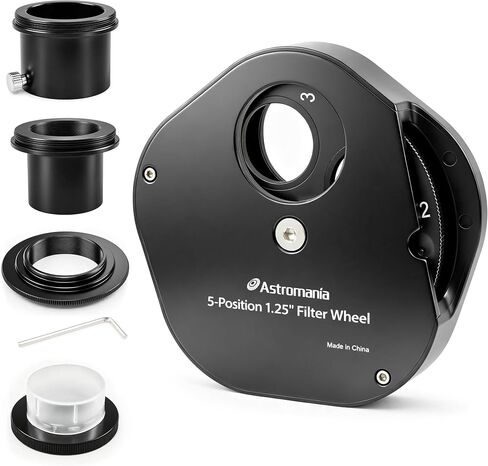 Astromania 1.25" Multiple 9-Position Filter Wheel for Telescope - with LRGB Filter Set in Saudi Arabia