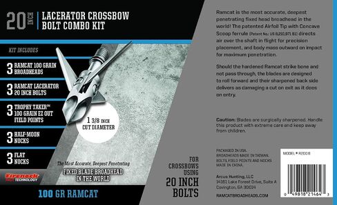 Ramcat Crossbow Bolt Combo Pack - 20" 3- Pack of Ramcat Broadheads, Bolts, and Field Points in Kuwait