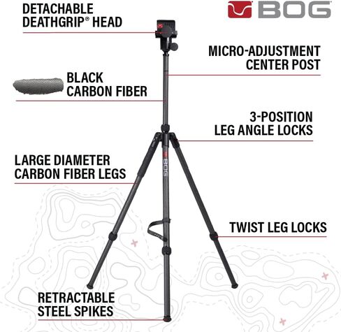 BOG DeathGrip Sherpa Hunting Tripod, 10"-54", Adjustable Center Post in Kuwait