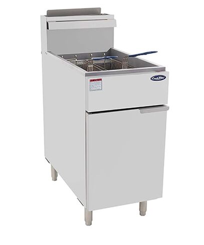 Atosa CookRite ATFS-50-NG 50 lbs Free Standing Floor Fryer with Temperature Control | 4 Cast-Iron Vertical Burner Tubes | 2 Removable Frying Baskets | Stainless Steel, 136,000 BTU, Natural Gas (NG) in Saudi Arabia