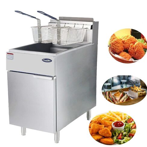 Atosa CookRite ATFS-50-NG 50 lbs Free Standing Floor Fryer with Temperature Control | 4 Cast-Iron Vertical Burner Tubes | 2 Removable Frying Baskets | Stainless Steel, 136,000 BTU, Natural Gas (NG) in Saudi Arabia