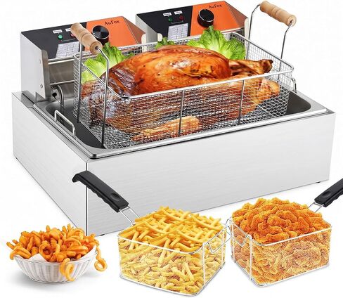 Commercial Deep Fryer,22.7QT Countertop Fryer with 3 Baskets for Restaurant in Kuwait