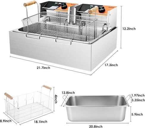 Commercial Deep Fryer,22.7QT Countertop Fryer with 3 Baskets for Restaurant in Kuwait
