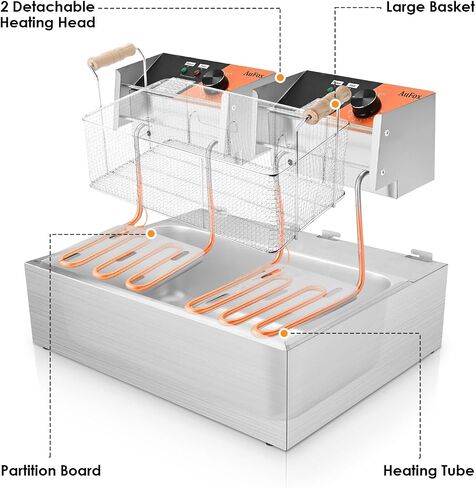 Commercial Deep Fryer,22.7QT Countertop Fryer with 3 Baskets for Restaurant in Kuwait