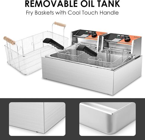 Commercial Deep Fryer,22.7QT Countertop Fryer with 3 Baskets for Restaurant in Kuwait