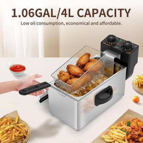 Commercial Electric Deep Fryer 4L, 1200W with Timer and Removable Tank in Kuwait