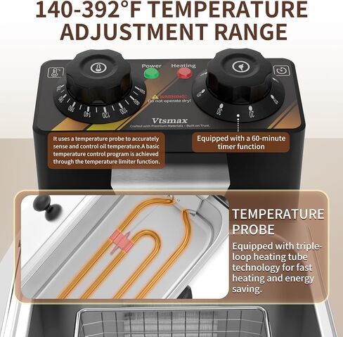Commercial Electric Deep Fryer 4L, 1200W with Timer and Removable Tank in Kuwait
