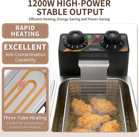Commercial Electric Deep Fryer 4L, 1200W with Timer and Removable Tank in Kuwait