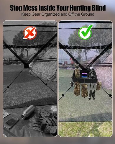 Hunting Blind Storage Rack, Ground Hub Tent Shelf with 5 Hooks in Kuwait