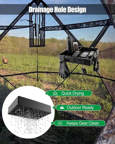 Hunting Blind Storage Rack, Ground Hub Tent Shelf with 5 Hooks in Kuwait