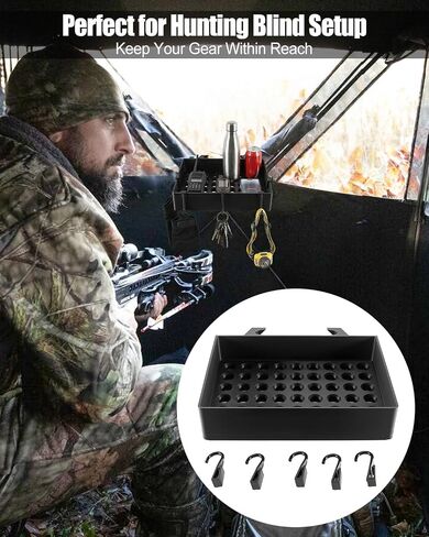 Hunting Blind Storage Rack, Ground Hub Tent Shelf with 5 Hooks in Kuwait