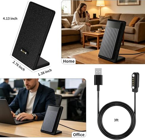Charging Stand with USB-A Charging Cable Cord for Plaud Note/Plaud Note Pro AI Voice Recorder (3D Printed Stand in Kuwait