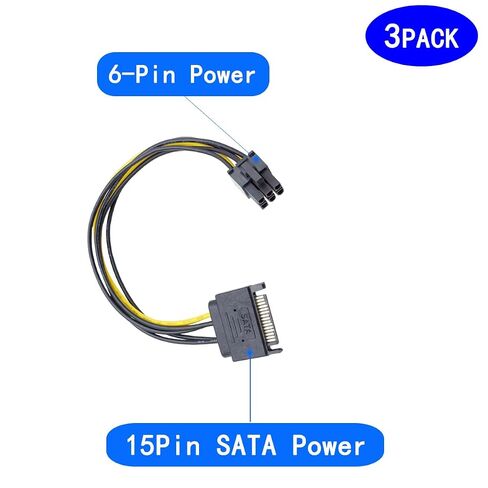 6-pin to SATA Power Cable (3-Pack) SATA 15-pin to 6-pin PCI Express (PCIe) Graphics Card Power Adapter (22 cm / 8.66 in) in Saudi Arabia