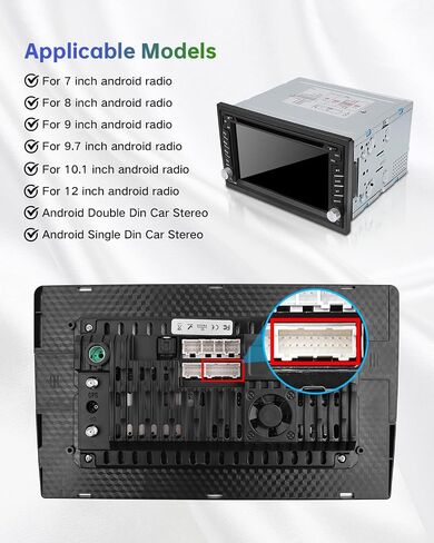 20Pin Android Car Stereo RCA Wiring Harness Adapter with 4G SIM Card Slot, Mic Jack, Audio Input/Output Cable, Compatible with Aftermarket Radio for External MIC, Micro SIM Card, Front Camera in Saudi Arabia