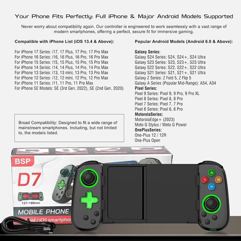 Joso Phone Controller for iPhone & Android, Wireless Mobile Game Controller with Hall Effect Joystick, Turbo | Compatible with iPhone 17-12, Galaxy S24-S21 Series for COD Mobile, Genshin Impact, Cloud Gaming in Saudi Arabia