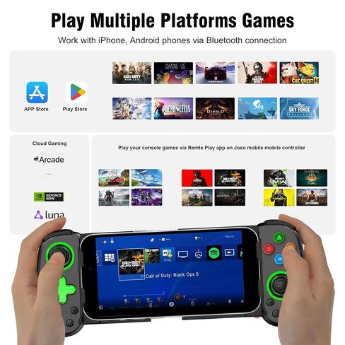Joso Phone Controller for iPhone & Android, Wireless Mobile Game Controller with Hall Effect Joystick, Turbo | Compatible with iPhone 17-12, Galaxy S24-S21 Series for COD Mobile, Genshin Impact, Cloud Gaming in Saudi Arabia