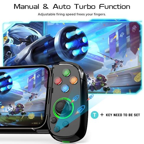 Joso Phone Controller for iPhone & Android, Wireless Mobile Game Controller with Hall Effect Joystick, Turbo | Compatible with iPhone 17-12, Galaxy S24-S21 Series for COD Mobile, Genshin Impact, Cloud Gaming in Saudi Arabia