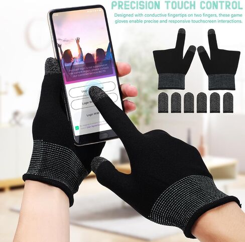 BESPORTBLE Gaming Finger Sleeves Touchscreen Game Gloves with Copper Fiber Conductive Tips Breathable Elastic Fit Sweat-Resistant Mobile Gaming Gloves for Smartphones and Tablets in Saudi Arabia