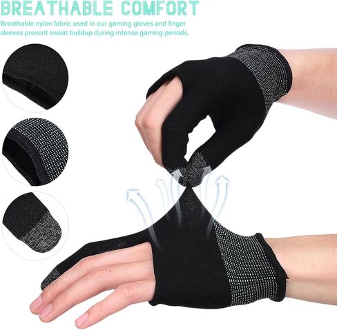 BESPORTBLE Gaming Finger Sleeves Touchscreen Game Gloves with Copper Fiber Conductive Tips Breathable Elastic Fit Sweat-Resistant Mobile Gaming Gloves for Smartphones and Tablets in Saudi Arabia