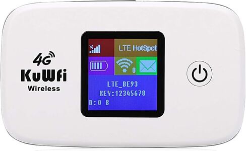 KuWFi 4G LTE Mobile WiFi Hotspot Unlocked Wireless Internet Router Devices with SIM Card Slot for Travel Support B1/B3/B5/B7/B8/B20 in Europe Caribbean Africa in Saudi Arabia