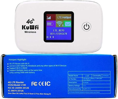 KuWFi 4G LTE Mobile WiFi Hotspot Unlocked Wireless Internet Router Devices with SIM Card Slot for Travel Support B1/B3/B5/B7/B8/B20 in Europe Caribbean Africa in Saudi Arabia