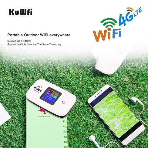 KuWFi 4G LTE Mobile WiFi Hotspot Unlocked Wireless Internet Router Devices with SIM Card Slot for Travel Support B1/B3/B5/B7/B8/B20 in Europe Caribbean Africa in Saudi Arabia