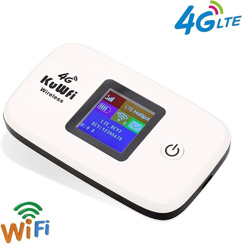 KuWFi 4G LTE Mobile WiFi Hotspot Unlocked Wireless Internet Router Devices with SIM Card Slot for Travel Support B1/B3/B5/B7/B8/B20 in Europe Caribbean Africa in Saudi Arabia