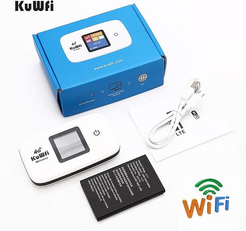 KuWFi 4G LTE Mobile WiFi Hotspot Unlocked Wireless Internet Router Devices with SIM Card Slot for Travel Support B1/B3/B5/B7/B8/B20 in Europe Caribbean Africa in Saudi Arabia