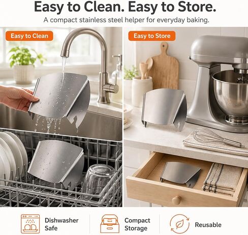 Pouring Chute Compatible with KitchenAid Stand Mixer Metal Bowls, Dishwasher Safe Polished Food Grade Stainless Steel Pouring Chute for Kitchenaid mixer in Kuwait