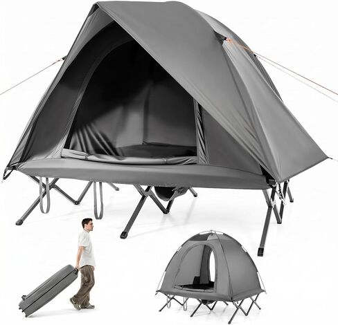 LDAILY 2 Person Tent Cot, Camping Cot Tent Combo with Portable Roller Carry Bag and Waterproof Rainfly, Elevated Tent Camping Bed Combo for Outdoor Camping and Hiking Enthusiasts in Saudi Arabia
