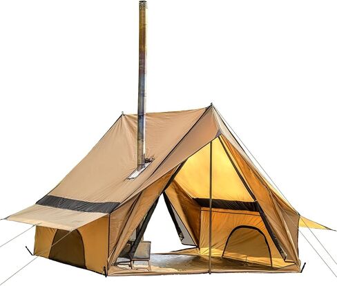 POMOLY Camping Hot Tent Cabin Tent, Chalet 70 Series Portable Wall Tents with Stove Jack and Two Poles for 2-3 Person Hiking, Backpacking in Saudi Arabia