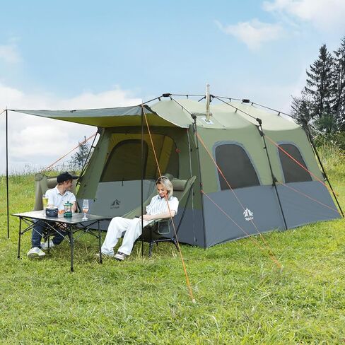 Night Cat 8-Persons Camping Tent: Large Waterproof Instant Cabin Hot Tent with Canopy and Stove Jack for Family Glamping in Saudi Arabia