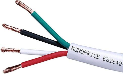 Monoprice 104037 Access Series 12 Gauge AWG CL2 Rated 4 Conductor Speaker Wire / Cable - 100ft Fire Safety In Wall Rated, Jacketed In White PVC Material 99.9% Oxygen-Free Pure Bare Copper in Saudi Arabia