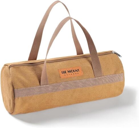 Tent Stakes Bag - Double Layer Thickened, Tent Pole Pegs Bag, Tent Camping Accessories Storage Bag, Canvas Tool Bag Organizer with Zipper for Outdoor, Hiking, (Brown 35CM) in Kuwait