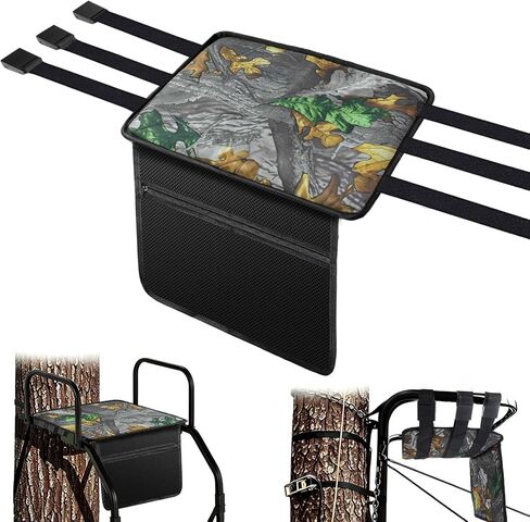Tree Stand Seat Replacement with Storage Pocket 16.5*13inch Universal Replacement Treestand Seat with Adjustable Strap Lightweight Portable Hunting Ladder Stand Accessories Fit Most Ladder Stand in Kuwait