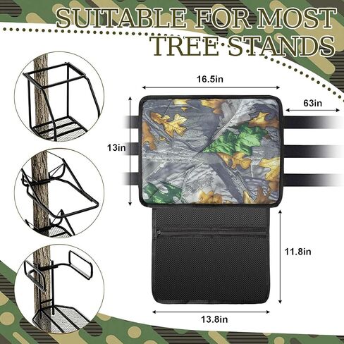 Tree Stand Seat Replacement with Storage Pocket 16.5*13inch Universal Replacement Treestand Seat with Adjustable Strap Lightweight Portable Hunting Ladder Stand Accessories Fit Most Ladder Stand in Kuwait