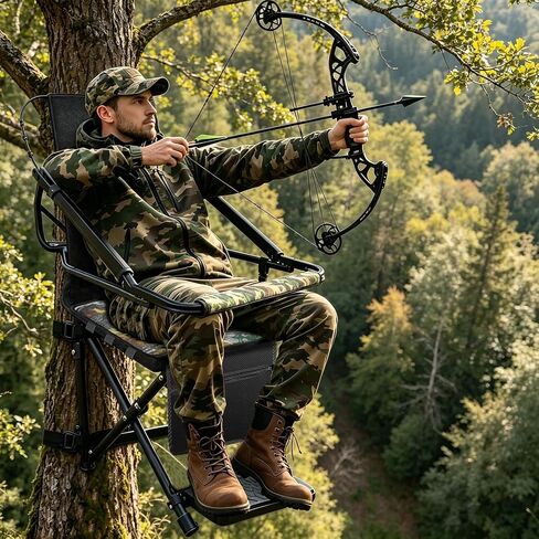 Tree Stand Seat Replacement with Storage Pocket 16.5*13inch Universal Replacement Treestand Seat with Adjustable Strap Lightweight Portable Hunting Ladder Stand Accessories Fit Most Ladder Stand in Kuwait