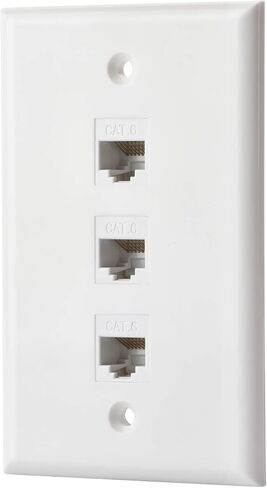 IBL - Cat6 Keystone Ethernet Wall Plate Female to Female - White (3 Port Cat6) in Kuwait