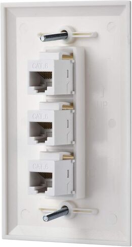 IBL - Cat6 Keystone Ethernet Wall Plate Female to Female - White (3 Port Cat6) in Kuwait