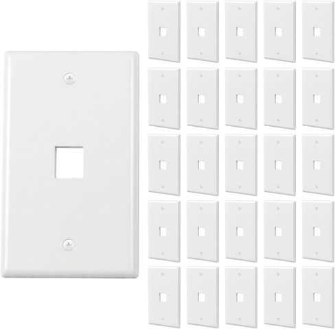 26Pack Wall Plate 1Port 1Gang Ethernet Outlet RJ45 Keystone Jack Modular Inserts Network Panels Cat6 Coupler Connector Box Cover White in Kuwait