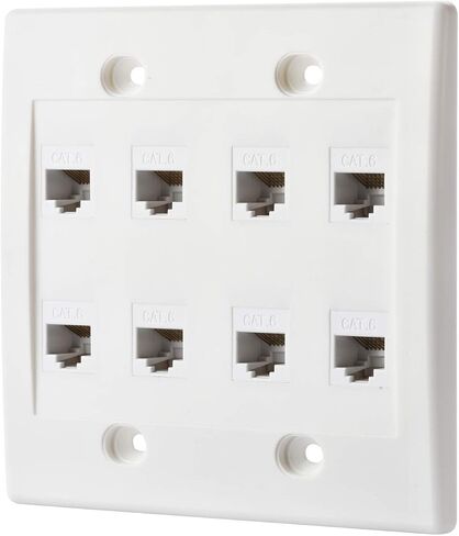 IBL - Cat6 Keystone Ethernet Wall Plate Female to Female - White (8 Port Cat6) in Kuwait
