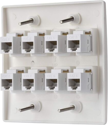 IBL - Cat6 Keystone Ethernet Wall Plate Female to Female - White (8 Port Cat6) in Kuwait