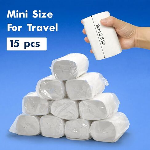 8 PCS Travel Size Toilet Paper Mini Toilet Paper Rolls Soft Compact Pack Portable Individual Tissue for Camping Hiking Outdoors (8) in Saudi Arabia