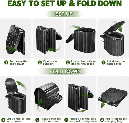 GGC Portable Toilet for Camping, 15" Tall Portable Potty for Adults in Kuwait