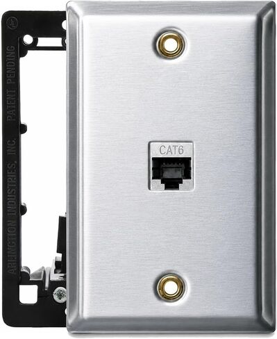 DIYTECH 4 Port Copper Shield CAT6 Ethernet Wall Plate with Low Voltage Mounting Bracket, RJ45 Keystone Faceplate, Shielded CAT6 Network Wall Jack Plate for EMI/RFI Protection in Saudi Arabia
