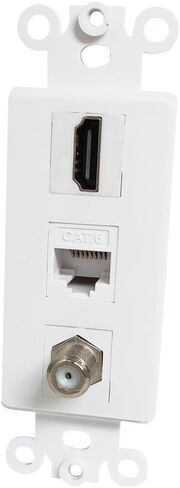 4K/8K HDMI and Ethernet Coax Wall Plate Insert - HDTV Cable CAT6 RJ45 Coaxial Keystone Insert for Midsize/Oversize Decorator Faceplate in Saudi Arabia