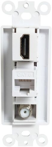 4K/8K HDMI and Ethernet Coax Wall Plate Insert - HDTV Cable CAT6 RJ45 Coaxial Keystone Insert for Midsize/Oversize Decorator Faceplate in Saudi Arabia