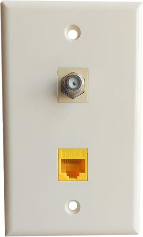 لوحة حائط محورية CAT6 إيثرنت أحادية العصابة - اللوز - CAT 6 RJ45 لوحة غطاء محورية أنثى إلى أنثى لكابلات شبكة CAT6/CAT5e وتلفزيون الكابل in Kuwait