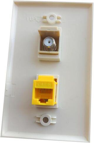 لوحة حائط محورية CAT6 إيثرنت أحادية العصابة - اللوز - CAT 6 RJ45 لوحة غطاء محورية أنثى إلى أنثى لكابلات شبكة CAT6/CAT5e وتلفزيون الكابل in Kuwait