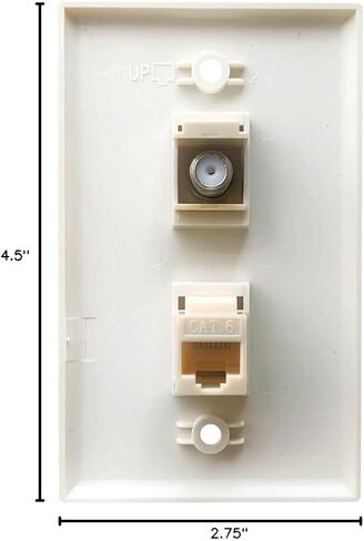 لوحة حائط محورية CAT6 إيثرنت أحادية العصابة - اللوز - CAT 6 RJ45 لوحة غطاء محورية أنثى إلى أنثى لكابلات شبكة CAT6/CAT5e وتلفزيون الكابل in Kuwait